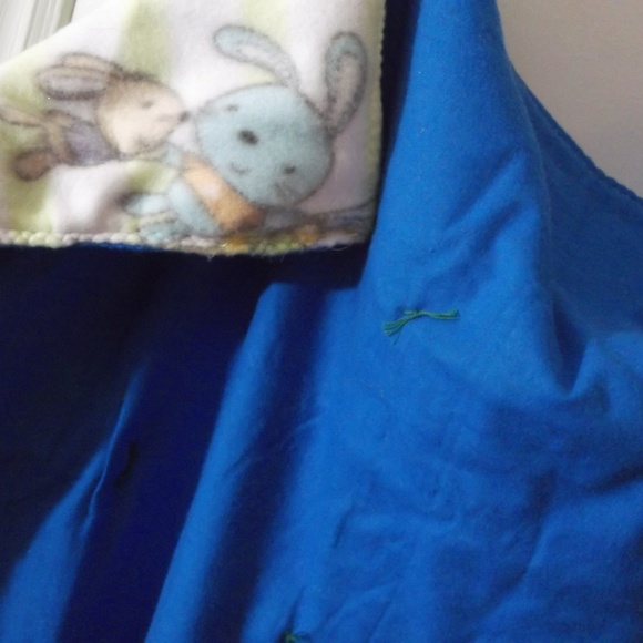 Fleece Flannel Green Blue Quilt Baby Blanket Throw - Picture 3 of 3
